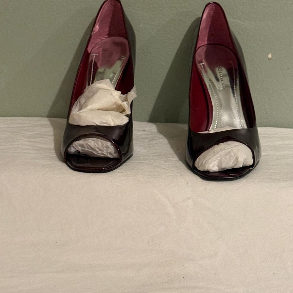 BCBGeneration Dark Red Peep-Toe Heels